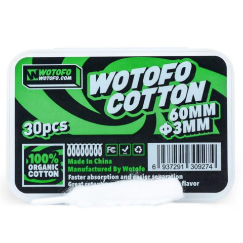 30pcs Wotofo Agleted Organic Cotton (3mm)